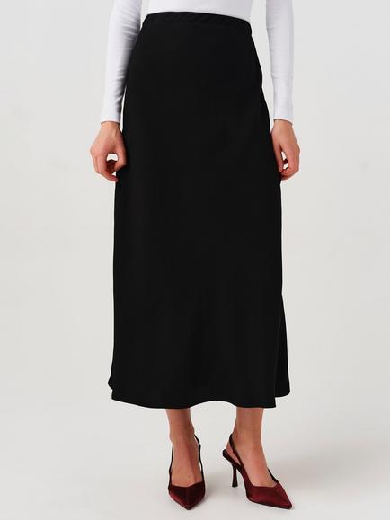 Ghost Lyra Satin Midi Skirt, Black, Black