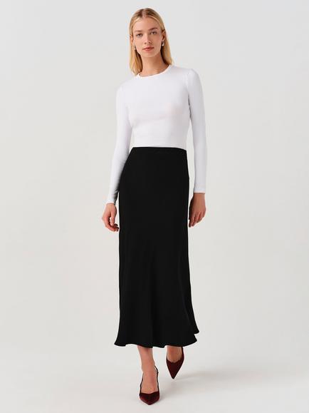 Ghost Lyra Satin Midi Skirt, Black - view 2, Black