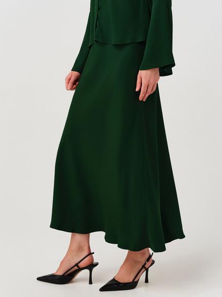 Ghost Lyra Satin Skirt, Forest Green