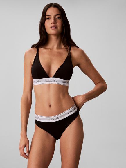 Calvin Klein Script Triangle Bra, Black - view 2, Black