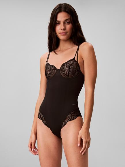 Calvin Klein Perfectly Fit Lace Shapewear Bodysuit, Black, Black