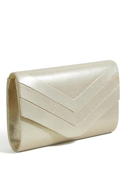 Yumi Shimmer Envelope Clutch Bag - view 2, Gold