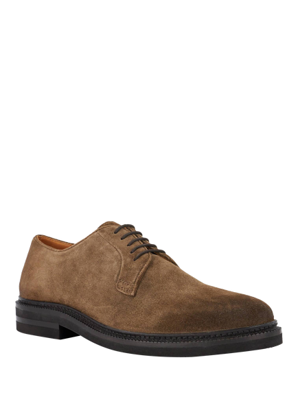 Dune London Baniel Suede Lace Up Derby Shoes, Dark Taupe - view 2, Dark Taupe