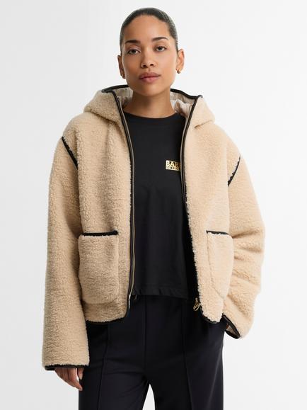 Barbour International Ramona Fleece Casual Jacket, Jasmine/Black, Jasmine/Black