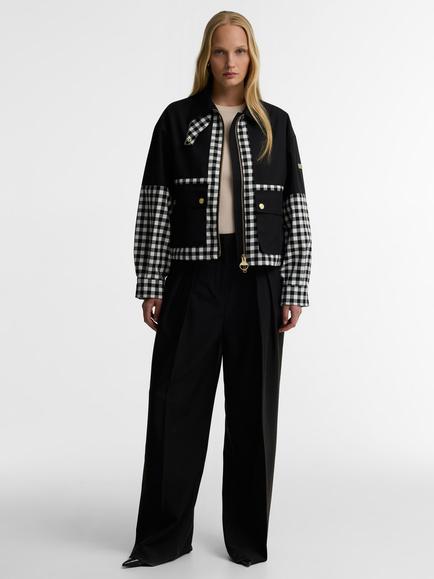 Barbour International Gabriette Check Showerproof Jacket, Black/White - view 2, Black/White