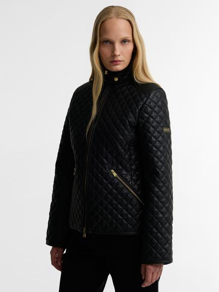 Barbour International Binetto Faux Leather Quilted Jacket, Black, Black