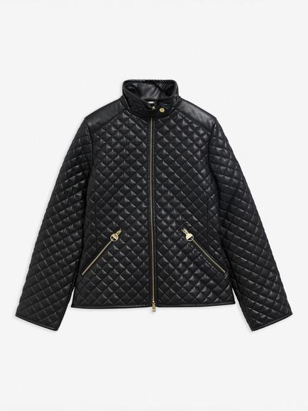 Barbour International Binetto Faux Leather Quilted Jacket, Black - view 2, Black