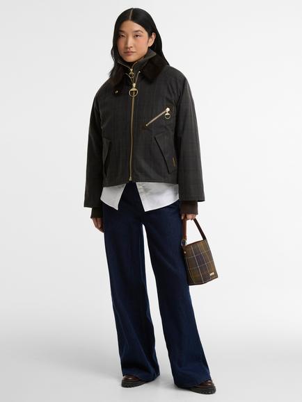 Barbour Arlene Checked Wax Jacket, Shadow Classic - view 2, Shadow Classic