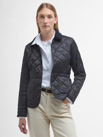 Barbour Deveron Quilted Jacket, Black/Olive, Black/Olive