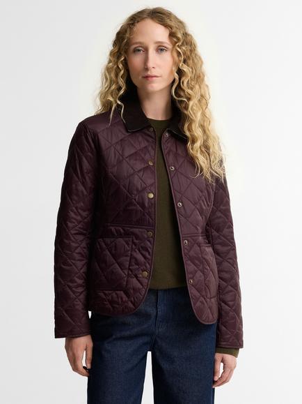 Barbour Deveron Quilted Jacket, Fig/Pale Pink, Fig/Pale Pink