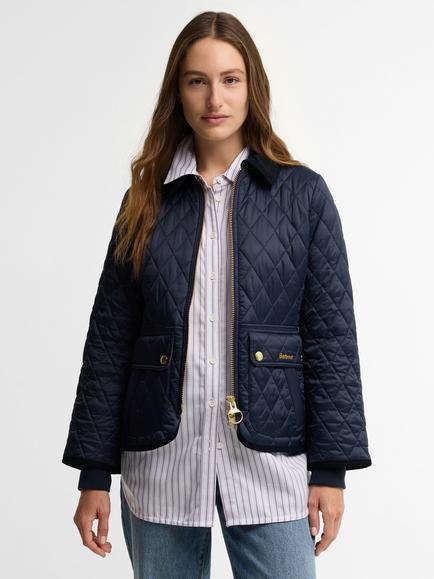 Barbour Beadnell Fitted Quilted Jacket, Navy/Classic