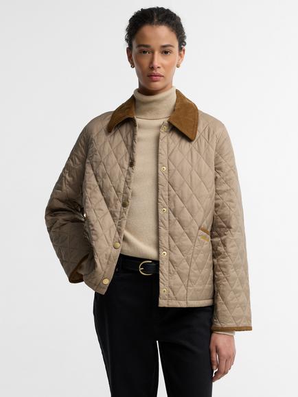 Barbour Icons Cropped Liddesdale Quilted Jacket, Trench/Birchwood, Trench/Birchwood