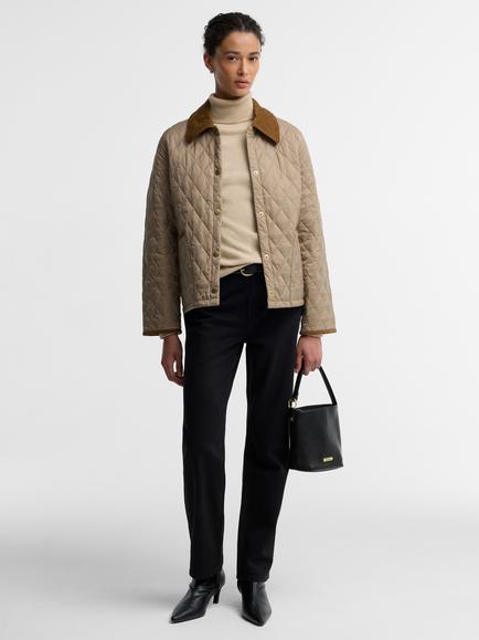 Barbour Icons Cropped Liddesdale Quilted Jacket, Trench/Birchwood - view 2, Trench/Birchwood