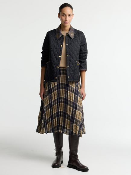 Barbour Icons Tartan Collar Cropped Liddesdale Quilted Jacket, Black/Classic - view 2, Black/Classic