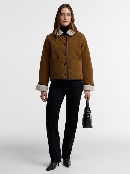 Barbour Penny Fleece Corduroy Jacket, Tan/Ecru, Tan/Ecru