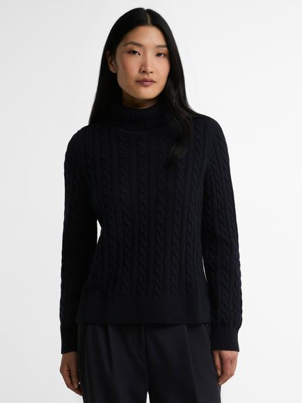 Barbour Ambleside Cable Knitted Jumper, Navy, Navy