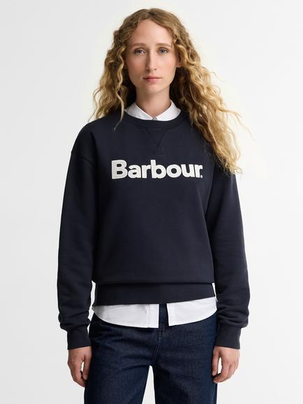 Barbour Hartland Logo Sweatshirt, Dark Navy, Dark Navy