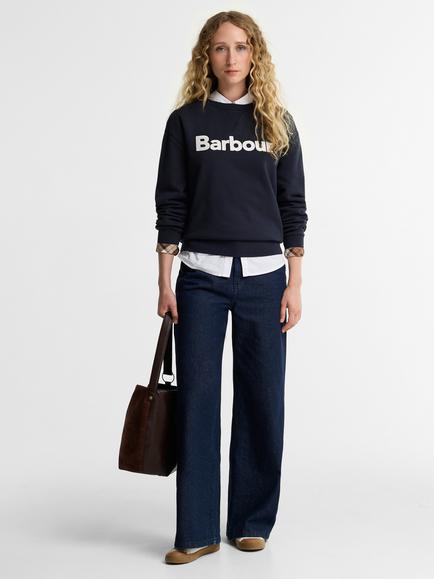 Barbour Hartland Logo Sweatshirt, Dark Navy - view 2, Dark Navy