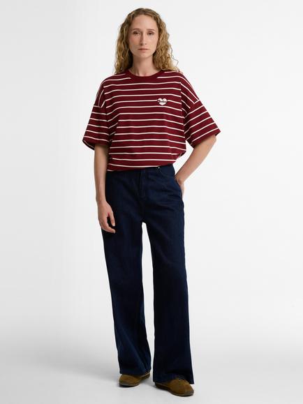 Barbour Ambleside Striped T-Shirt, Cranberry Red/Cloud - view 2, Cranberry Red/Cloud