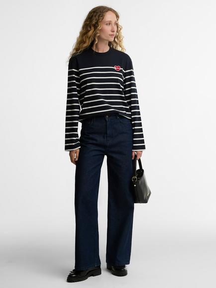 Barbour Harling Striped Long-Sleeved T-Shirt, Dark Navy/Cloud - view 2, Dark Navy/Cloud