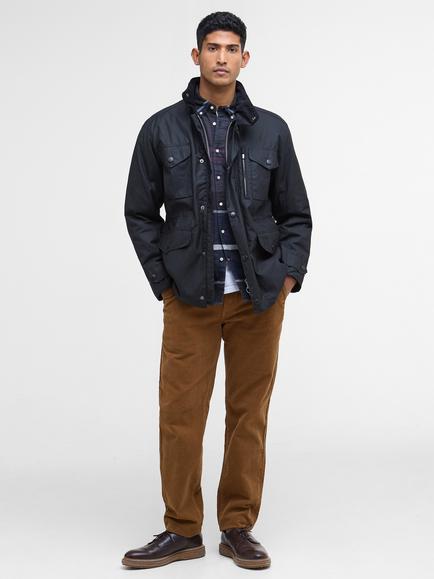 Barbour Sapper Waxed Cotton Jacket, Black/Classic - view 2, Black/Classic