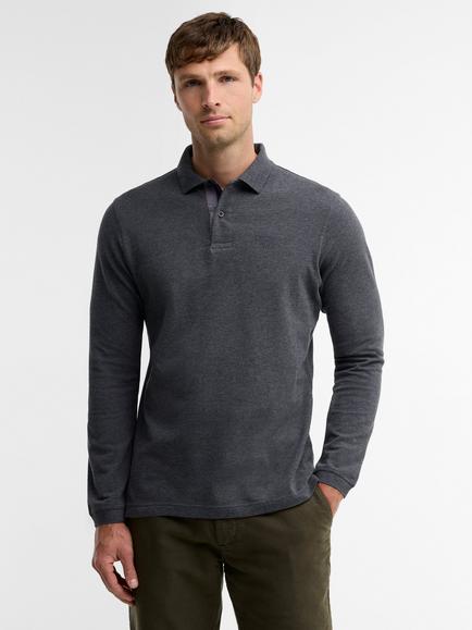 Barbour Essential Long Sleeve Polo Shirt, Slate Marl, Slate Marl