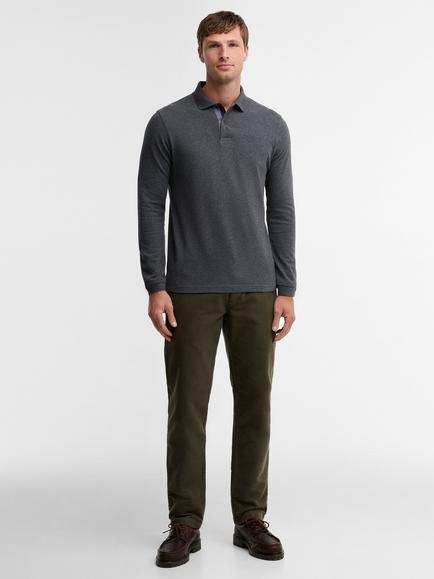 Barbour Essential Long Sleeve Polo Shirt, Slate Marl - view 2, Slate Marl