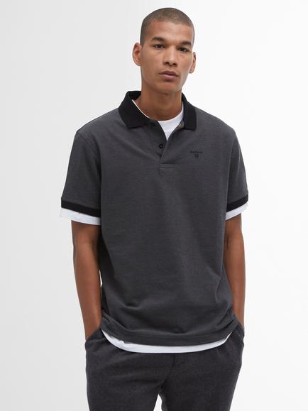 Barbour Essential Sports Mix Cotton Piqué Polo Shirt, Black, Black