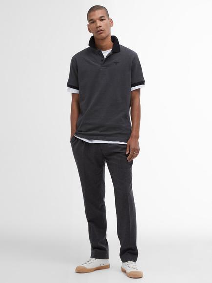 Barbour Essential Sports Mix Cotton Piqué Polo Shirt, Black - view 2, Black