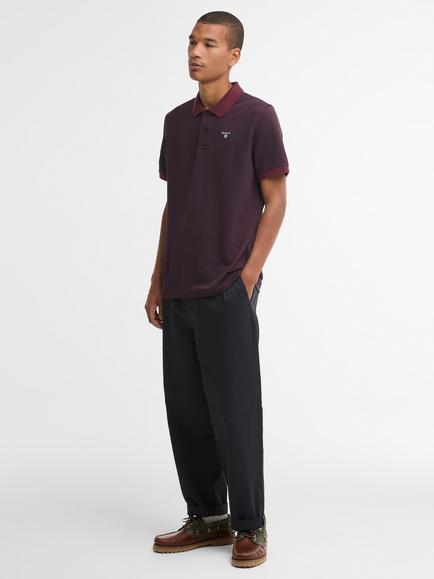 Barbour Contrast Collar Sports Polo Shirt, Red Bordeaux - view 2, Red Bordeaux