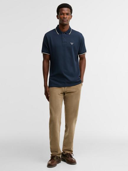 Barbour Fielding Cotton Tipped Polo Shirt, Navy - view 2, Navy
