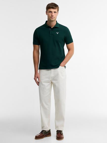 Barbour Tartan Pique Polo Shirt, Seaweed - view 2, Seaweed
