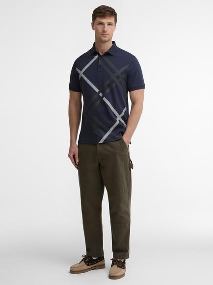 Barbour Tartan Bias Tailored Polo Shirt, Navy/Multi - view 2, Navy/Multi