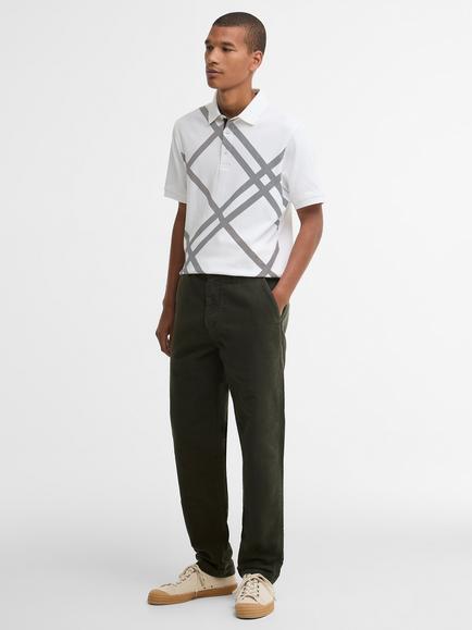 Barbour Tartan Bias Tartan Cotton Tailored Polo Shirt, White - view 2, White