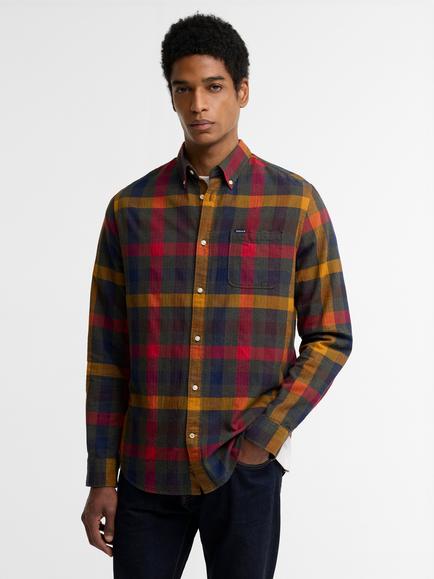 Barbour Danloch Tailored Gingham Long-Sleeved Shirt, Green/Multi, Green Multi