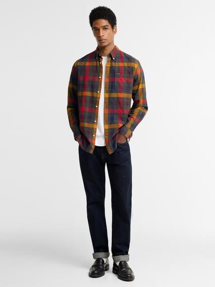 Barbour Danloch Tailored Gingham Long-Sleeved Shirt, Green/Multi - view 2, Green Multi