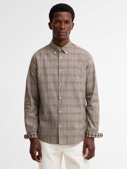 Barbour Franklin Tailored Long-Sleeved Shirt, Stone, Stone