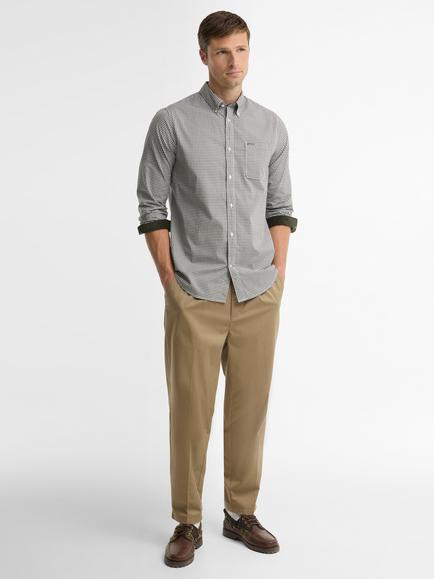 Barbour Harbourwall Tailored Long-Sleeved Shirt, Sage Green - view 2, Sage Green