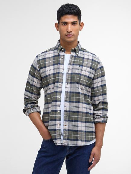 Barbour Kyeloch Button Down Cotton Shirt, Forest Mist, Forest Mist