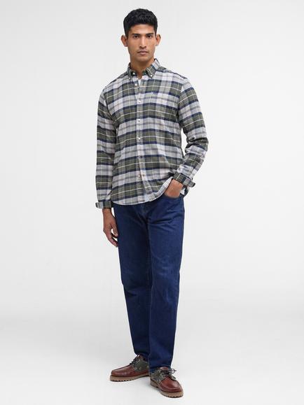Barbour Kyeloch Button Down Cotton Shirt, Forest Mist - view 2, Forest Mist