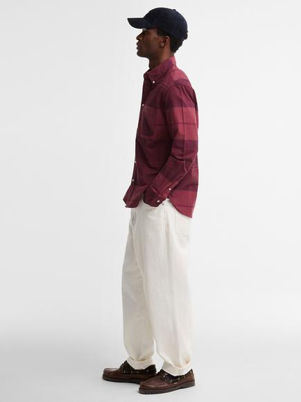 Barbour Mineral Tartan Dunoon Authentic-Fit Long Sleeve Shirt, Crimson Heather - view 2, Crimson Heather