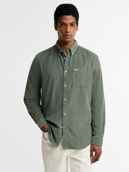 Barbour Ramsey Tailored Cord Shirt, Russet Brown, Agave Green