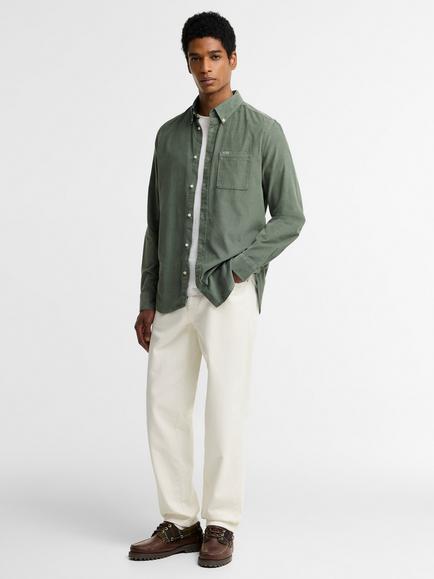 Barbour Ramsey Tailored Cord Shirt, Russet Brown - view 2, Agave Green