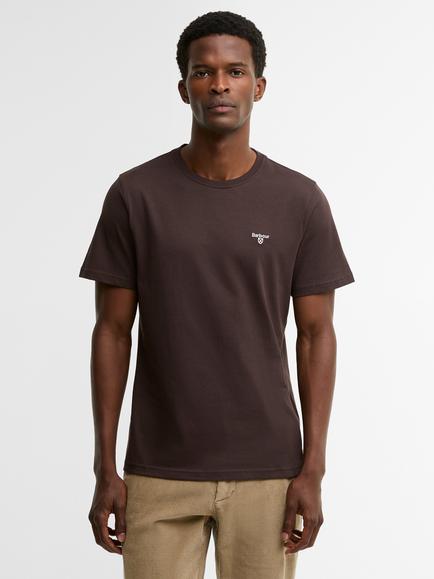 Barbour Cotton Trim Crew Neck T-Shirt, Dark Oak, Dark Oak