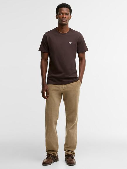 Barbour Cotton Trim Crew Neck T-Shirt, Dark Oak - view 2, Dark Oak