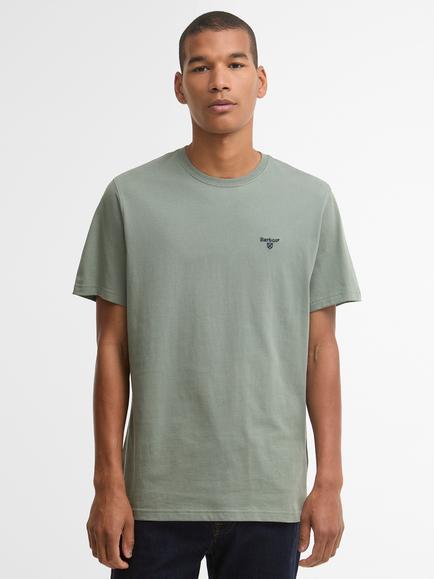Barbour Cotton Trim Crew Neck T-Shirt, Dark Oak, Agave Green