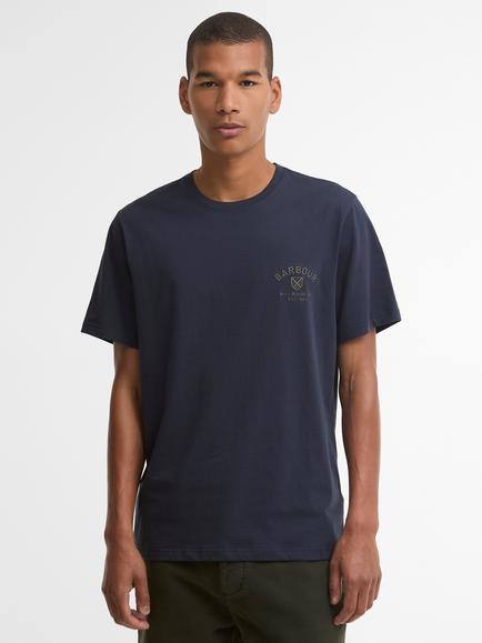 Barbour Tartan Tailored Logo Cotton T-Shirt, Navy
