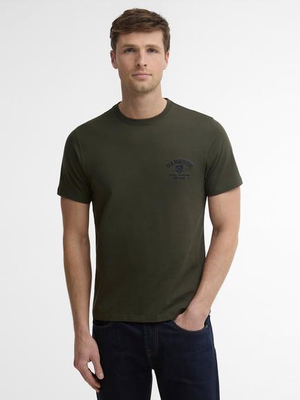 Barbour Tartan Tailored Logo Cotton T-Shirt, Sage