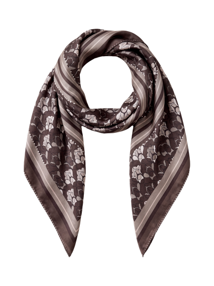 Pure Collection Silk Scarf, Espresso Geo, Espresso Geo