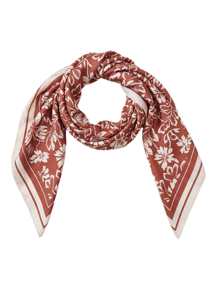 Pure Collection Silk Scarf, Deep Red Floral, Deep Red Floral